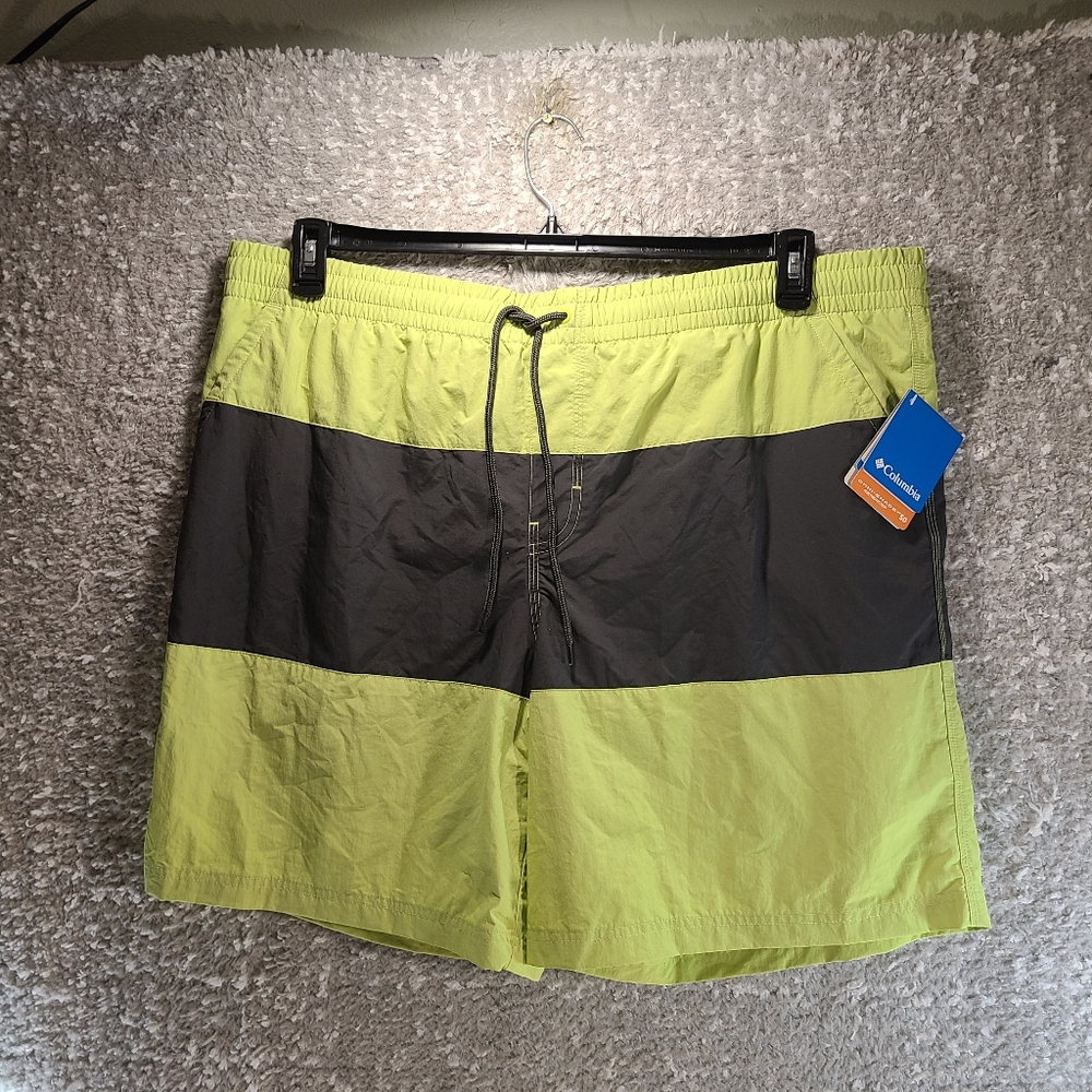 Columbia Omni Shield Advanced Repellency Green Mens XXL Swim Trunks Pockets NWT